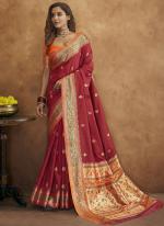 Banarasi Silk Dusty Pink Party Wear Weaving Saree